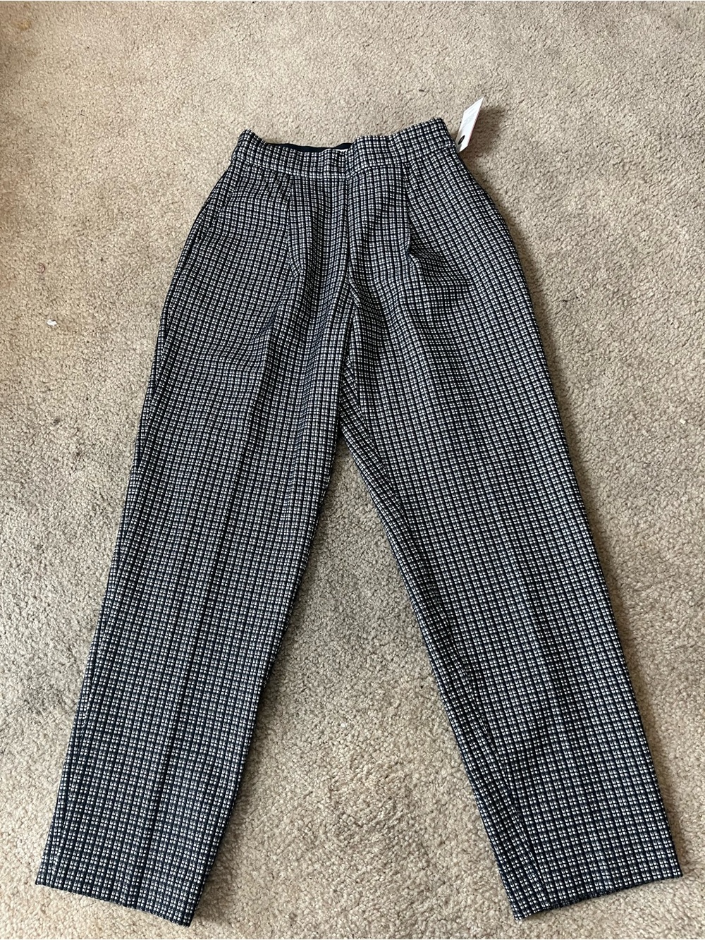 Black and White Micro-Check Trousers